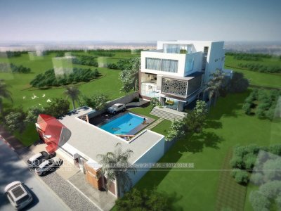 lavish high class bungalow architectural rendering visualization 3d bird eye view